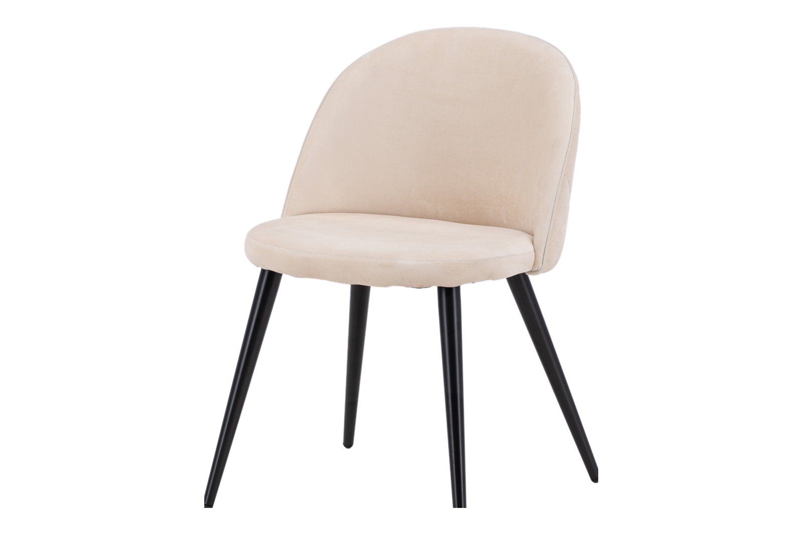 Velvet spisestol. Sett av 2 Sett av 2. Beige fløyelsstoff og polyester lin med sortlakkerte ben.