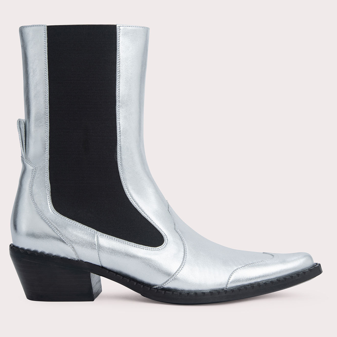 By Far Chelsea boots en Cuir Otis argentées - Talon 5.5 cm
