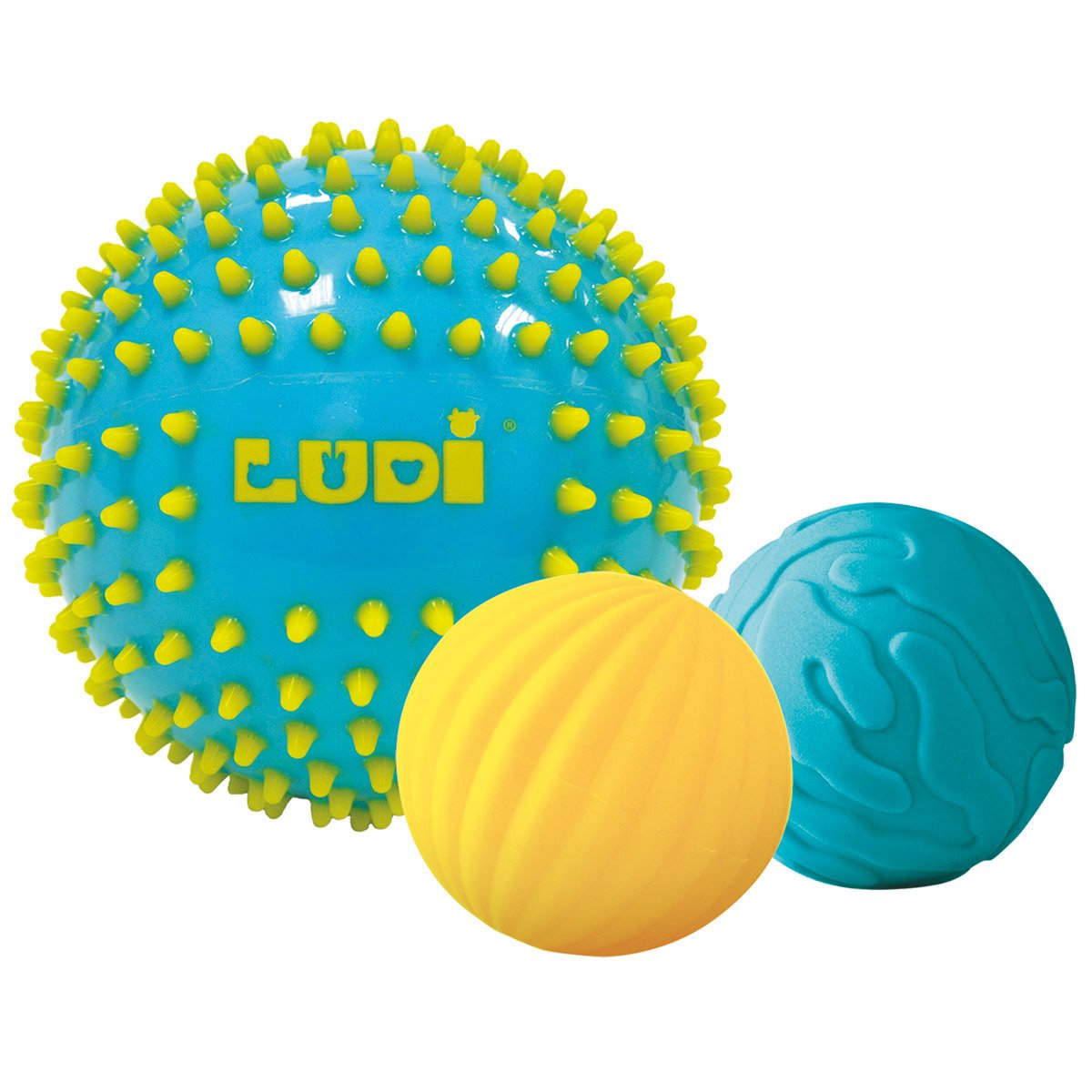 3 Balles sensorielles bleues et jaunes