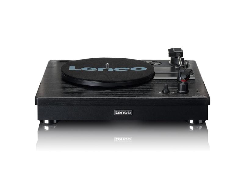 Lenco Plattenspieler LS-101BK Schwarz Plattenspieler aus Holz mit Riemenantrieb