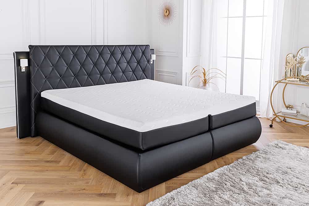 Design Boxspringbett PALAZZO 180x200cm schwarz inkl. Stauraum Matratze Topper