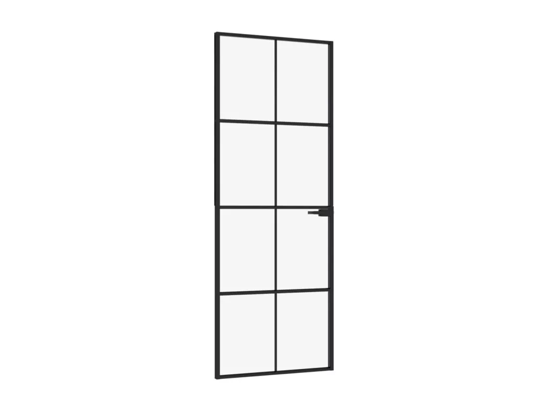 Porte d'intérieur Noir 76x201,5 cm Trempé verre aluminium fin