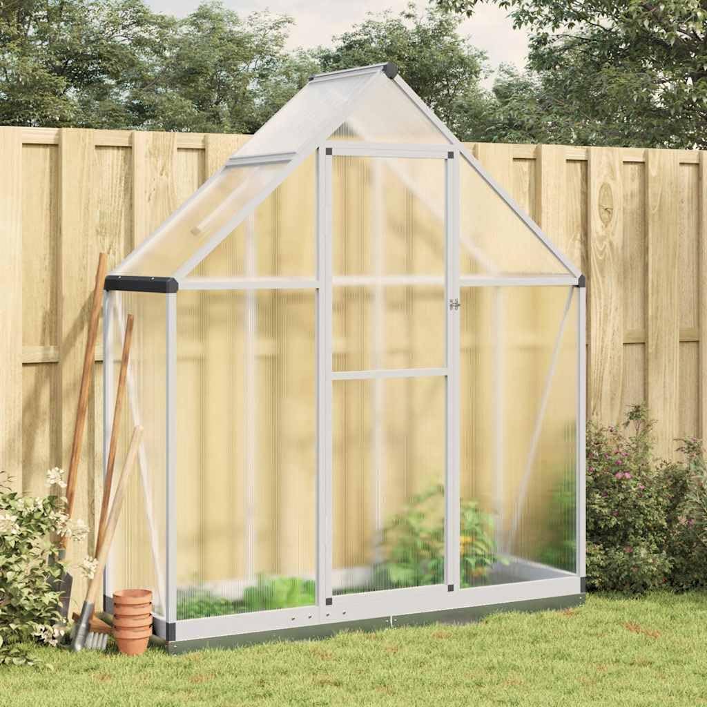 Aluminium Gewächshaus für den Garten inklusive Fundament Vielseitig nutzbar als Treibhaus Tomatenhaus Frühbeet und Pflanzenhaus Gartenblumentopf Silber 100 x 100 x 48 cm Verzinkter Stahl