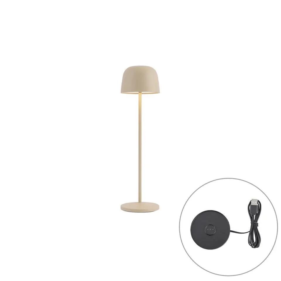 Qazqa tafellampen raika beige geïntegreerde led