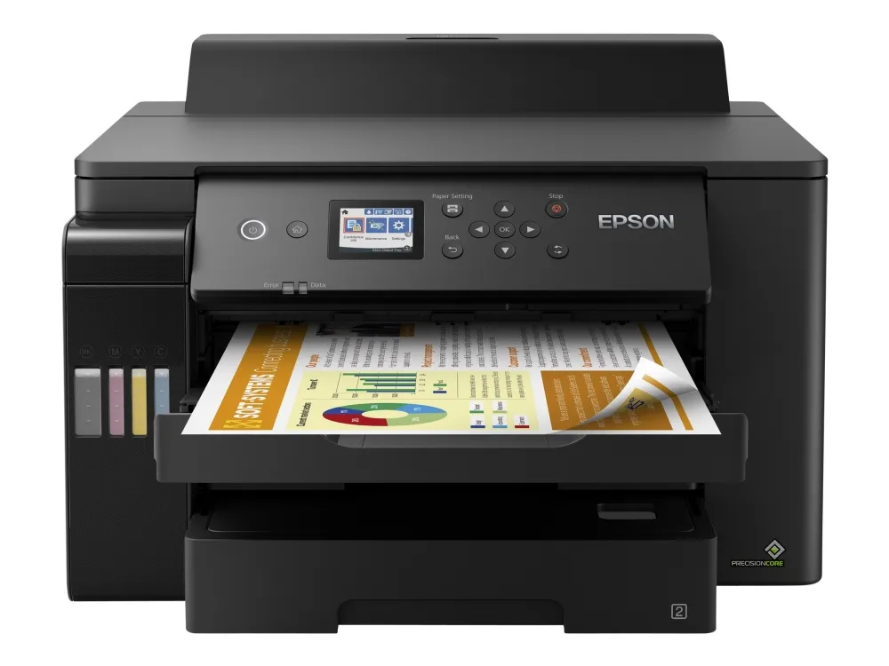 Epson EcoTank L11160 - Printer - farve - Duplex - blækprinter - A3 - 4800 x 1200 dpi - op til 25 spm (mono) / op til 25 spm (farve) - kapacitet: 550 ark - USB, LAN, Wi-Fi - sort