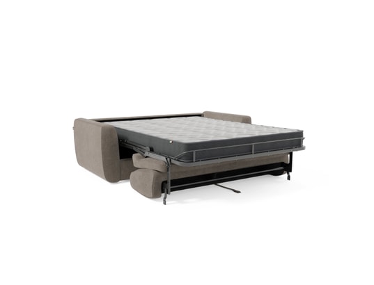 DIVANI.STORE - Canapé lit leonida matelas h18 cm taupe 3 places