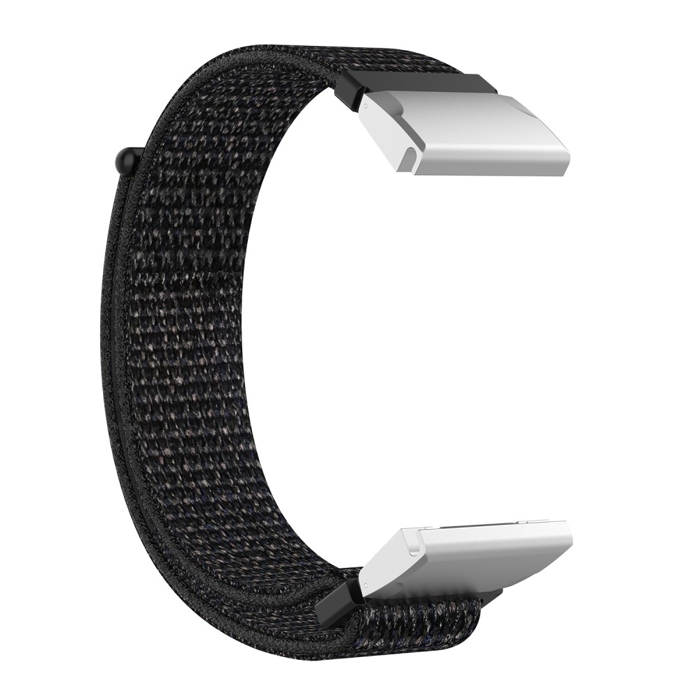 (Gr. XXL) Garmin Fenix 6S / 6S Pro / 5S / 5S Plus Nylon Klettverschluss Ersatz Armband (Gelenkumfang 197-257 mm) - Schwarz
