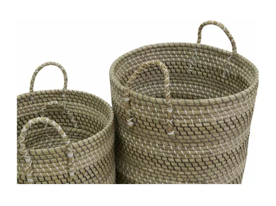 Paniers à linge tressés en jonc de mer (Lot de 3)