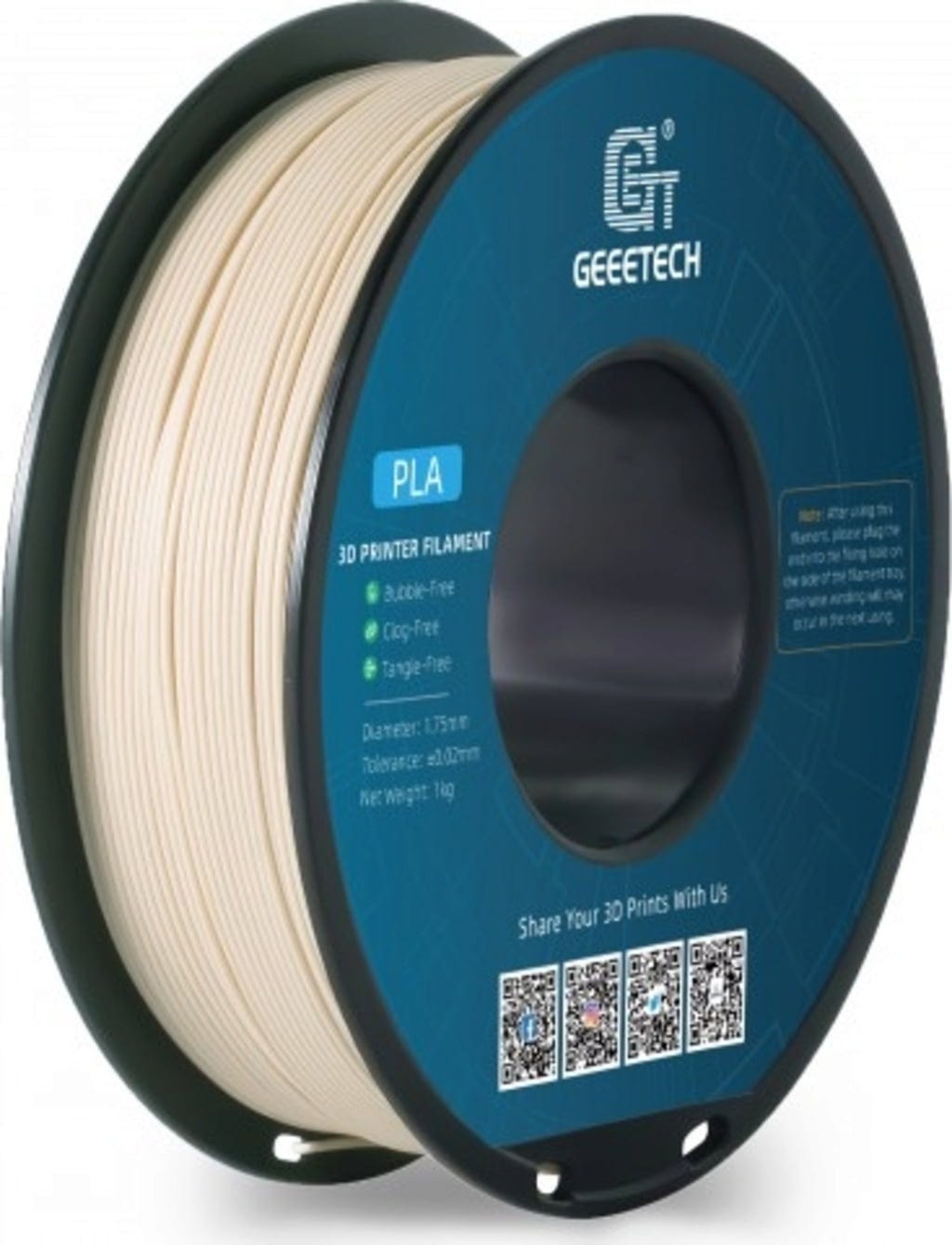 GEEETECH  PLA Wood Poplar, 1,75 mm / 1000 g    Leicht druckbares Filament mit geringen Fertigungstoleranzen