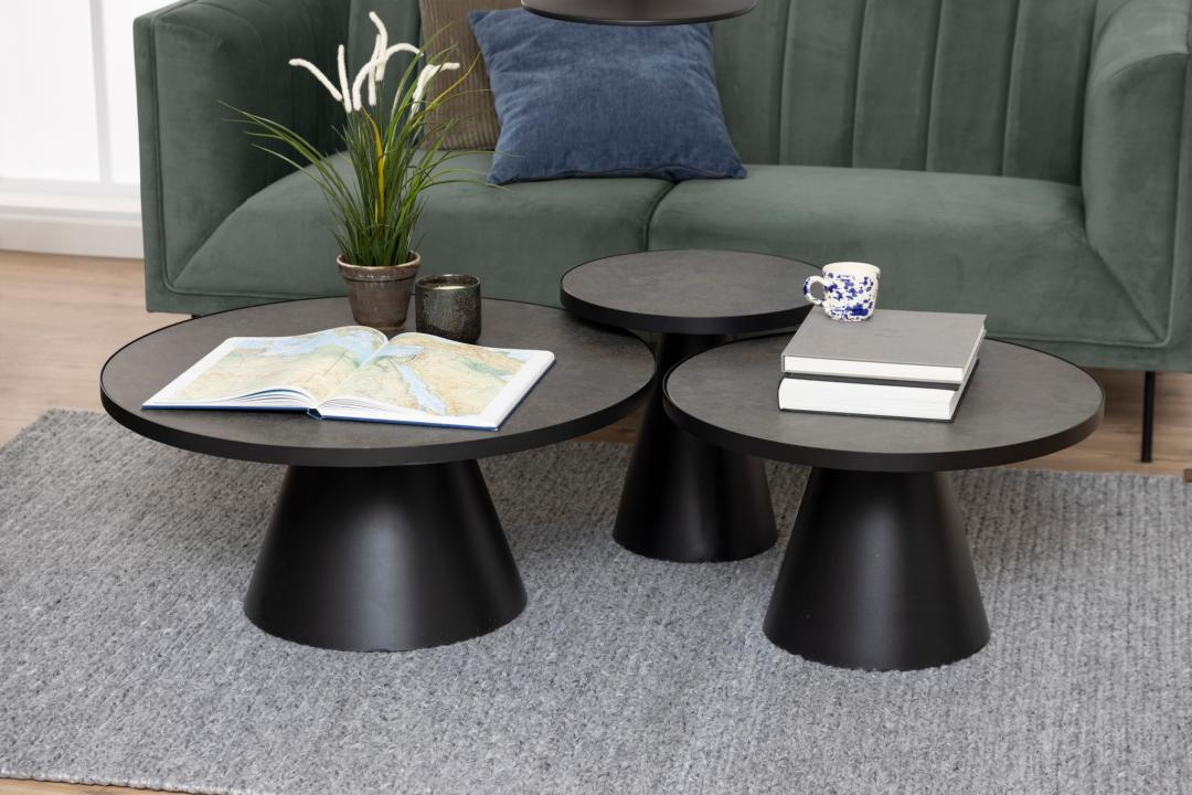 Leeds Salontafel - Ø45 cm - Zwart Keramiek
