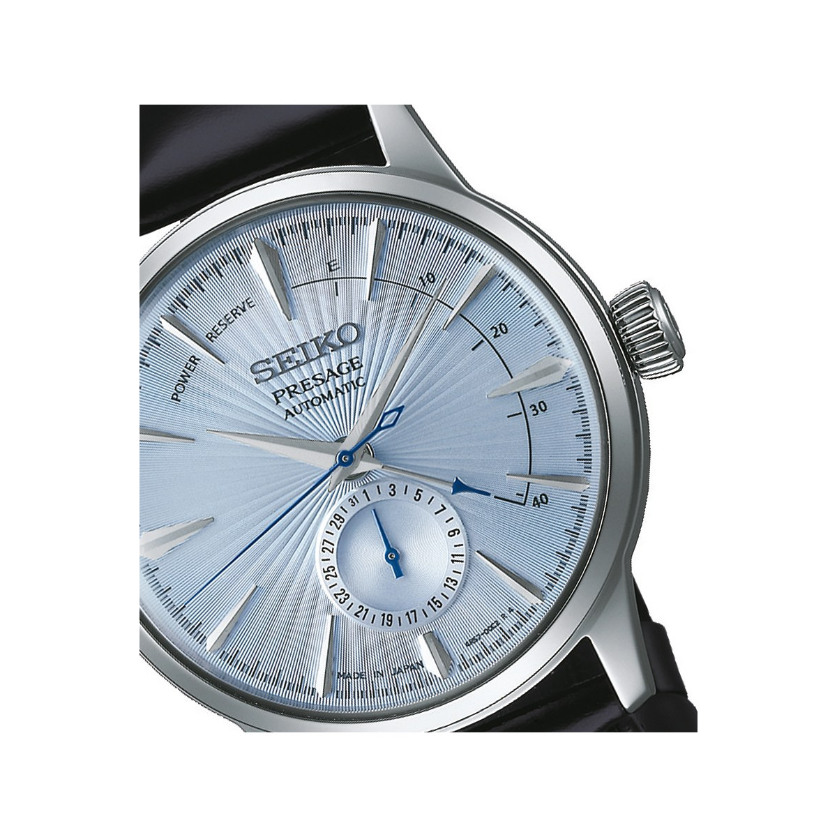 Montre Seiko homme automatique acier cuir noir