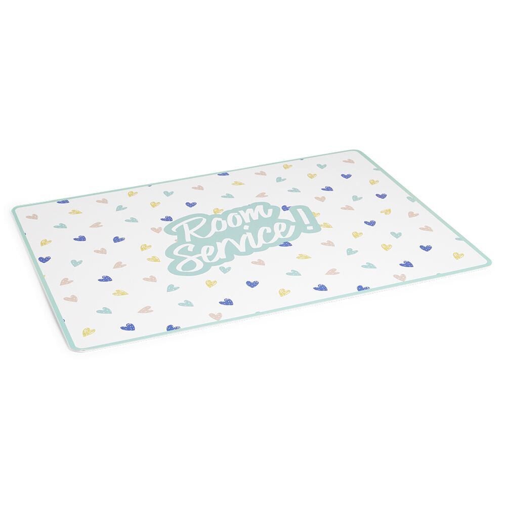 Tapis repose gamelle pour chat plastique imprimé - 43x32cm