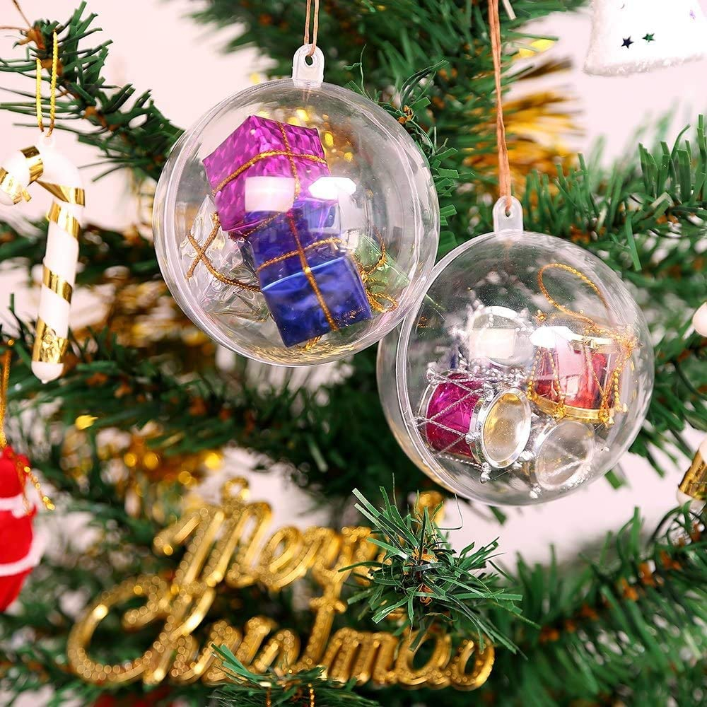 (10er Set) Ø7cm Acryl DIY Christbaum Kugeln Weihnachts Dekoration zum Basteln - Transparent