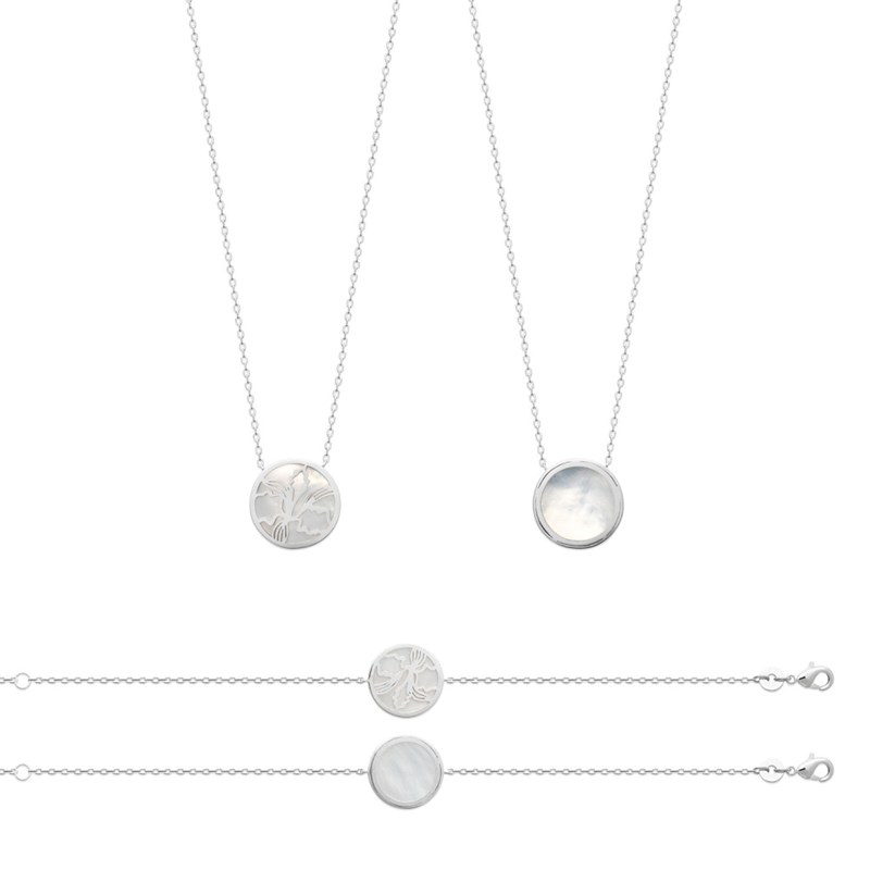 Bracelet Femme - Argent 925 - Nacre - Longueur : 18 cm