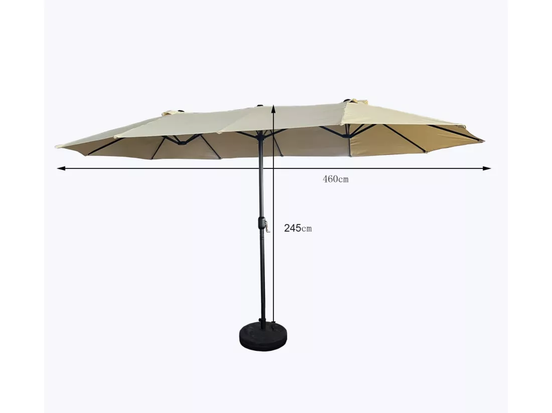 Parasol double de jardin TILIA en beige, Poids 12,3 kg Dimensions L460 x l270 x H245 cm