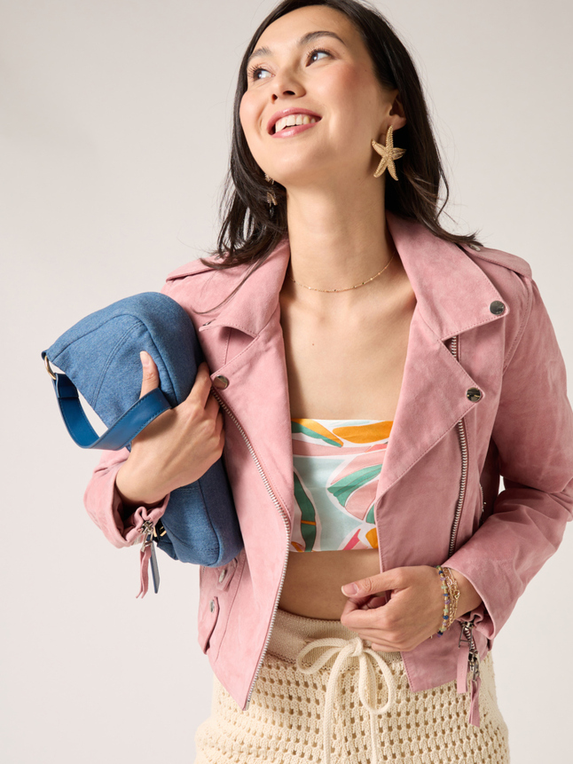 Veste en cuir suédé