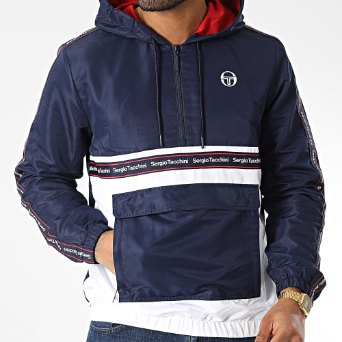Veste Capuche Zippée A Bandes Meridiano Bleu Marine