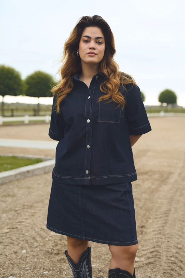 Kaffe Curve KCkhala Denim Shirt Dark blue denim