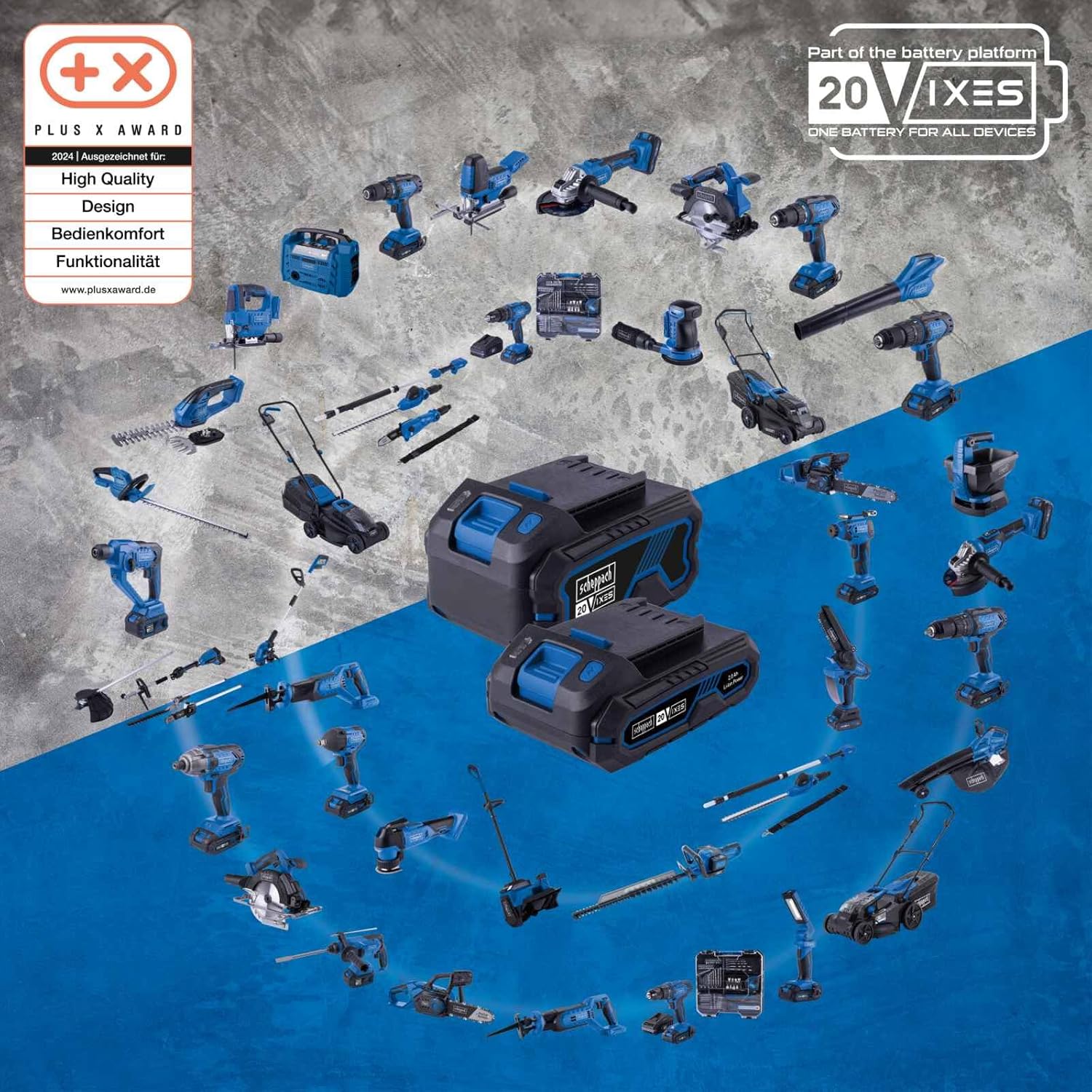 Scheppach Akku-Rasenmäher BC-MP380-X 20V Brushless Akkumäher | 38cm Schnittbreite | für 450-500 m2 | Schnitthöhenverstellung von 25–75mm | 45L Korb | 20V-IXES-Serie | Ohne Akku & Ladegerät
