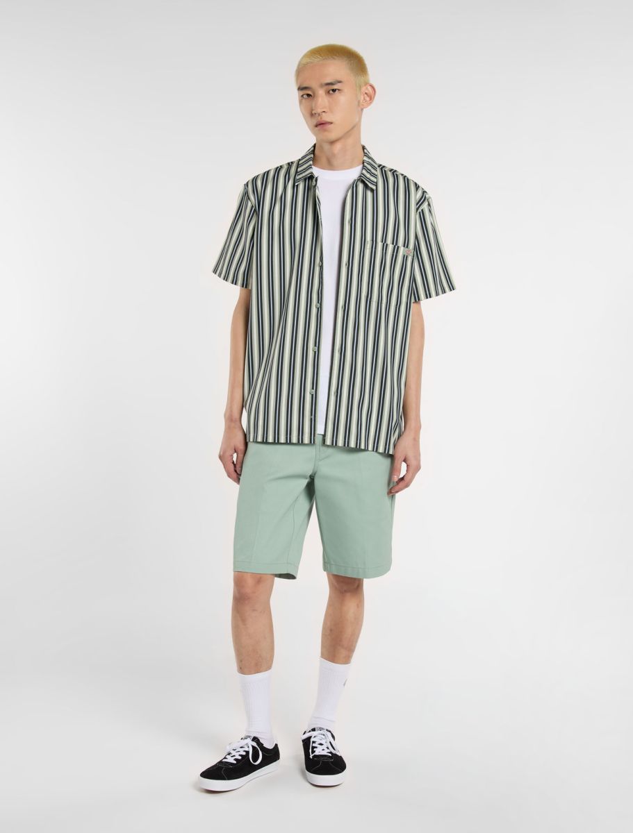 Dickies Multi Stripe Work Shirt SS Iceberg Green