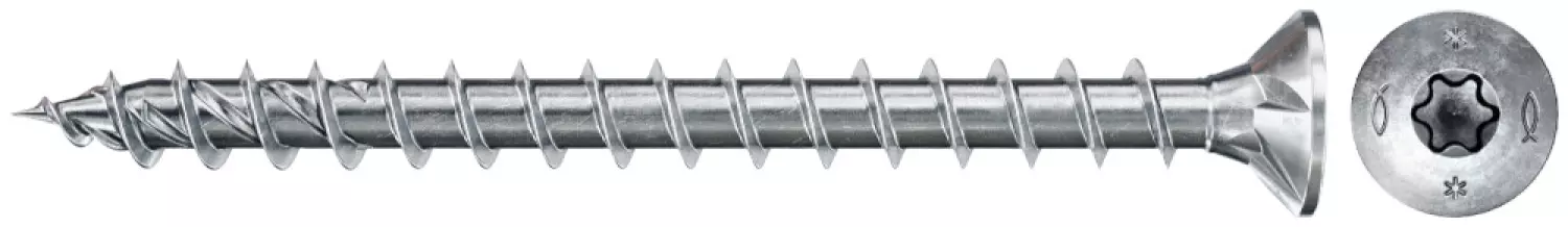 Fischer 670362 spaanplaatschroef Power-Fast II 5,0 x 70 TX20 - verzonken kop - voldraad - blauw verzinkt (100st)