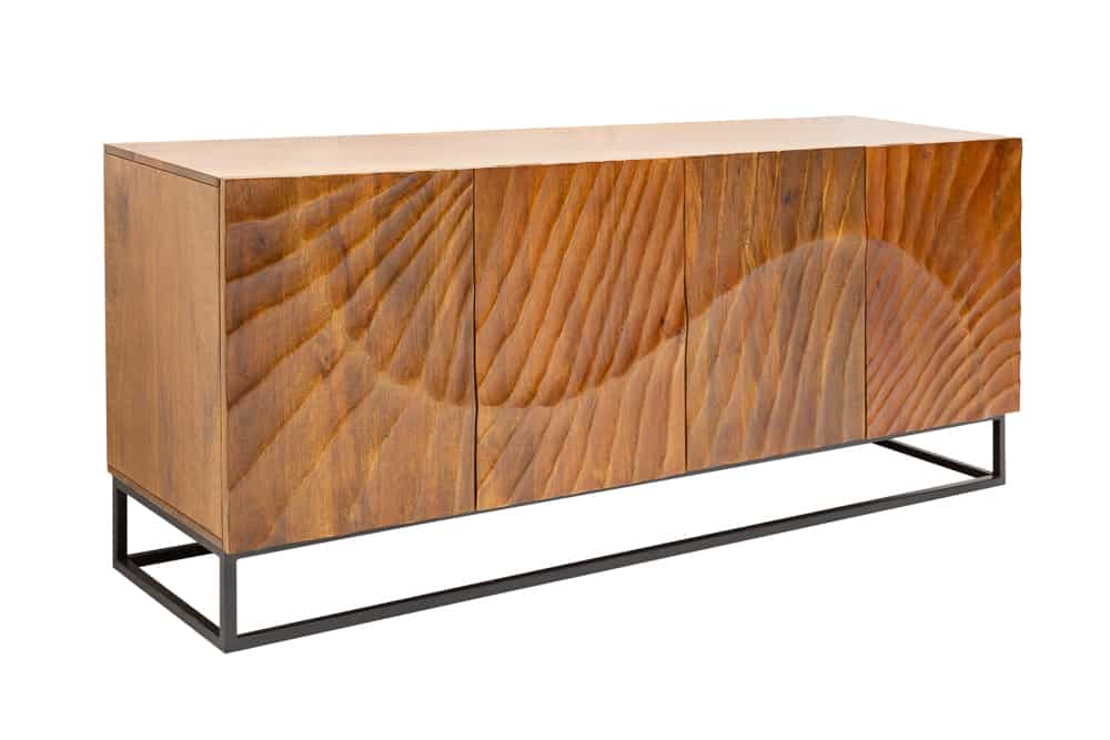 Massives Sideboard SCORPION 180cm braun Mangoholz aufwendige 3D Schnitzereien