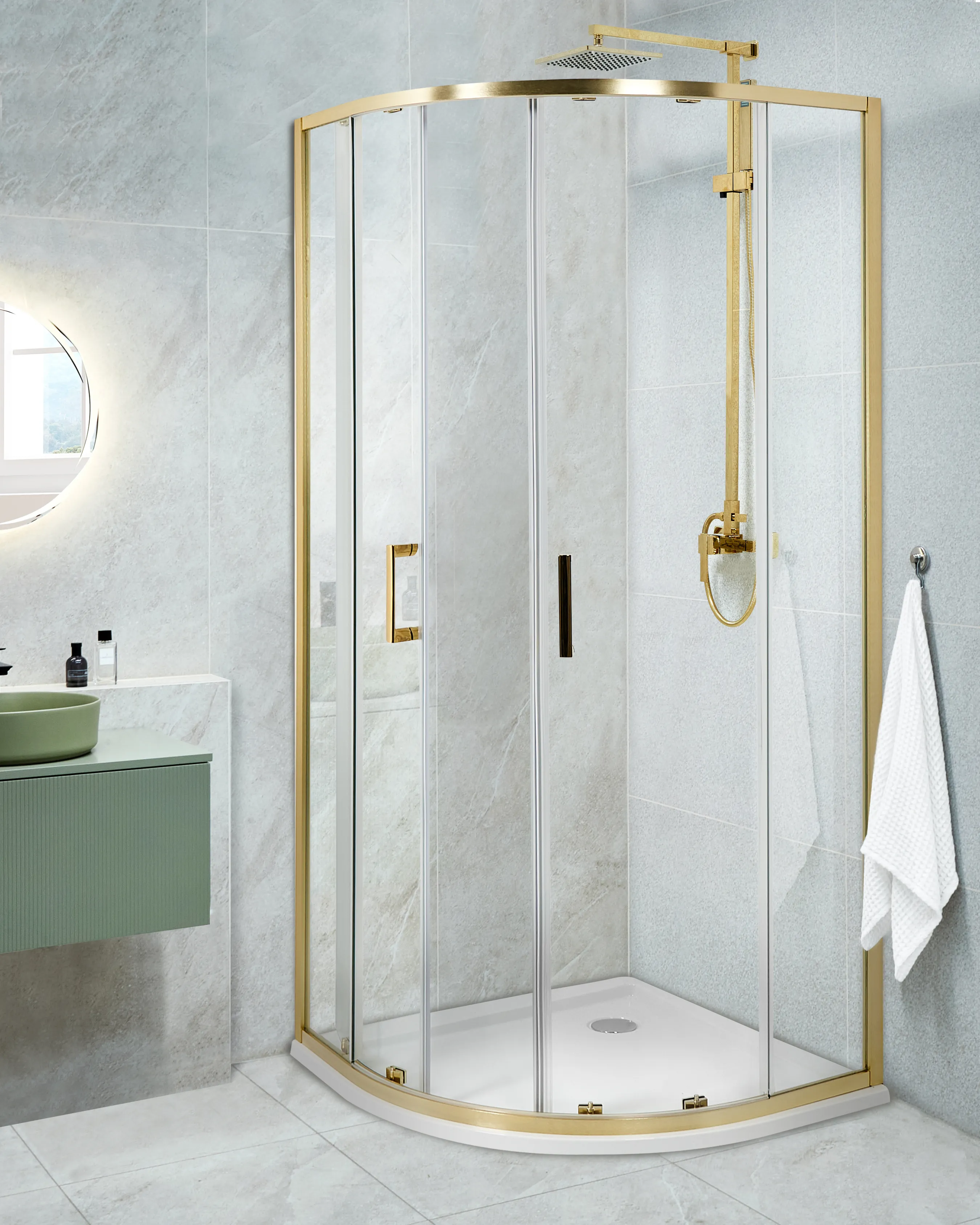 Douchecabine JUKATAN 90 x 90 x 185 cm Goud