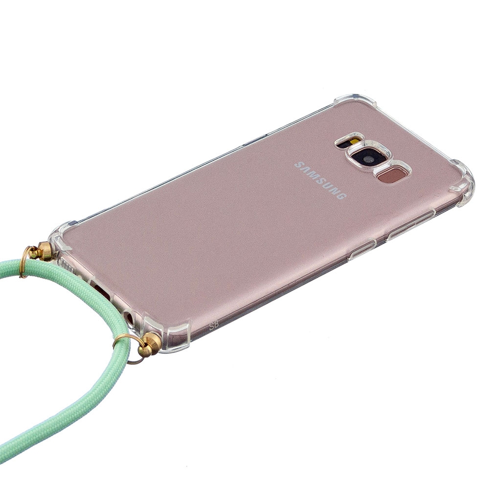 Samsung Galaxy S8 Necklace Gummi Hülle Air Cushion Fallschutz   Handykette (150cm) - Türkis / Gold