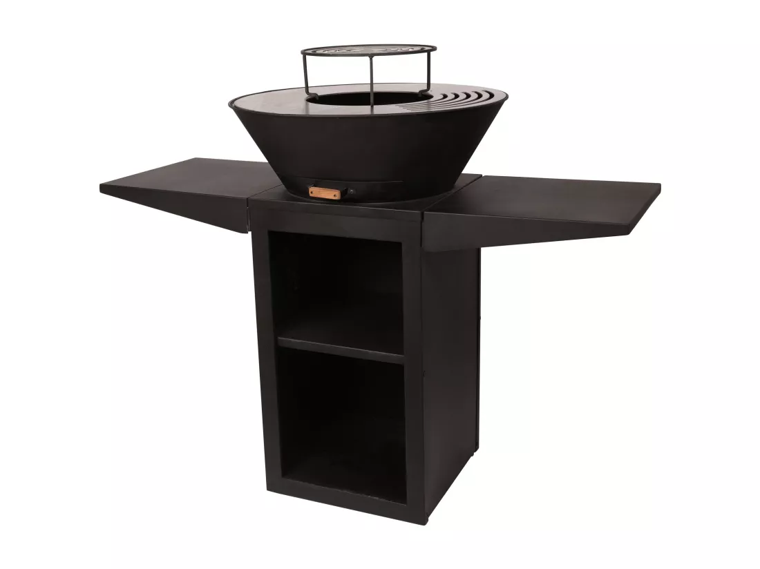 Barbecue avec plaque ronde, grill et support