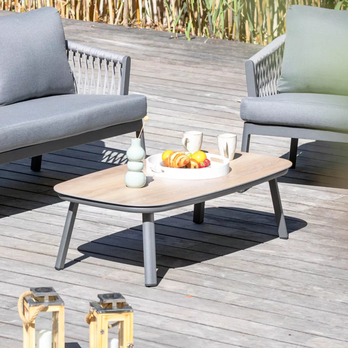 Table basse de jardin rectangulaire en aluminium Amalfi Gris anthracite