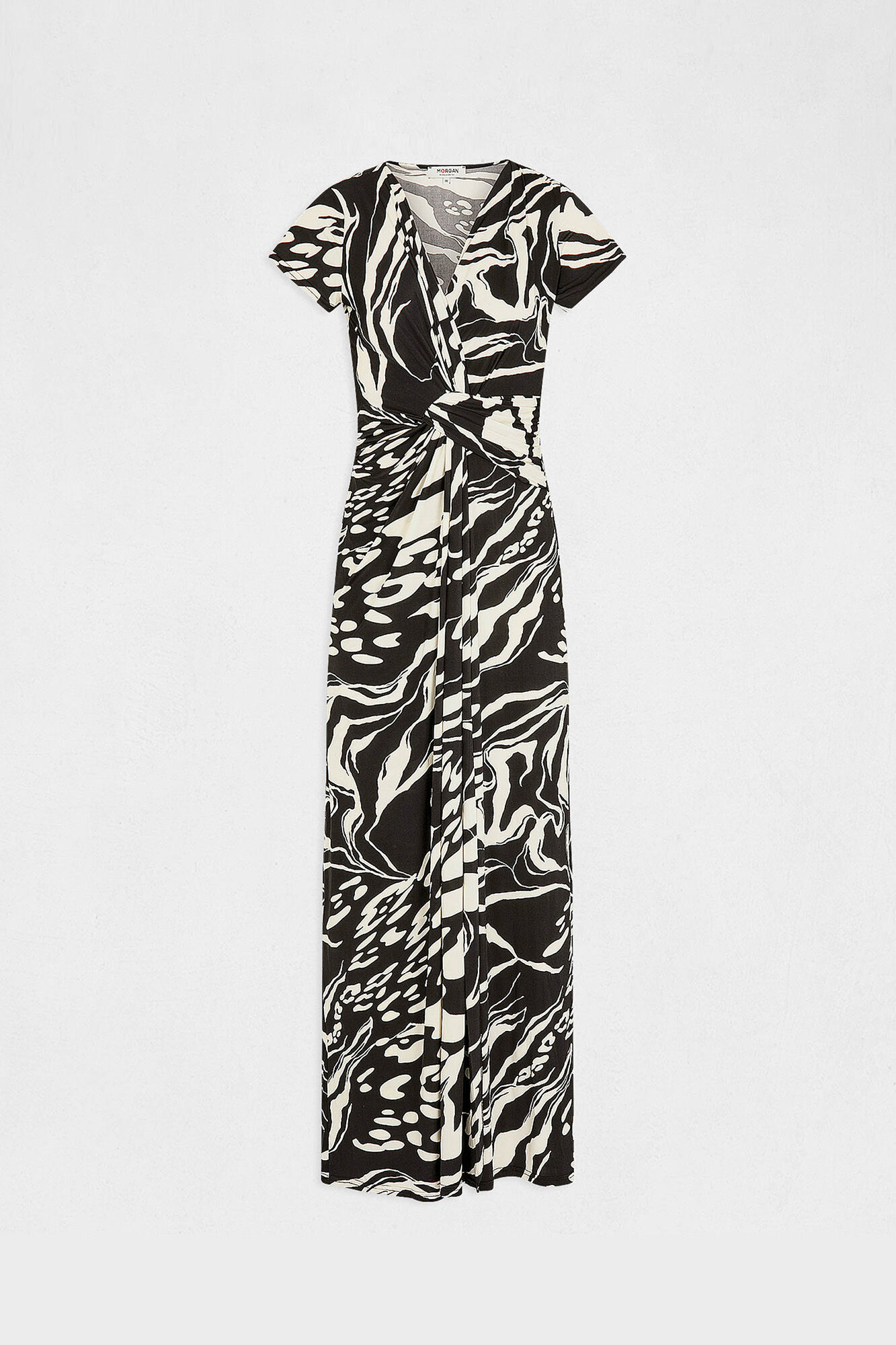 Vestido longo reto com estampa abstrata - Estampa branca