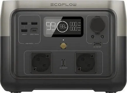 EcoFlow RIVER 2 Max - Transportabel strømstation - AC 220-240/ DC 11-50/12/24 V - 1000 Watt - litiumjernfosfat - 512 Wh - Wi-Fi, Bluetooth - output-stikforbindelser: 9 - Europa