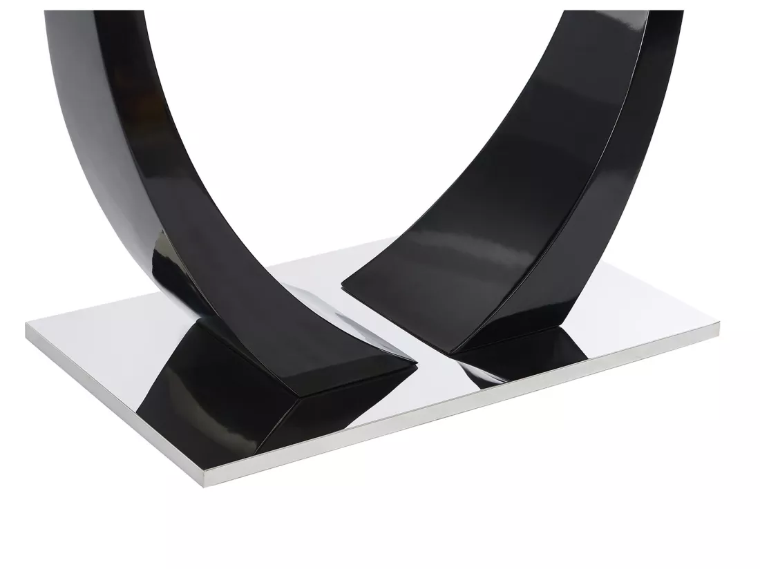 Table à manger 8 personnes en verre trempé, MDF et acier inoxydable - Noir - MEZZO II