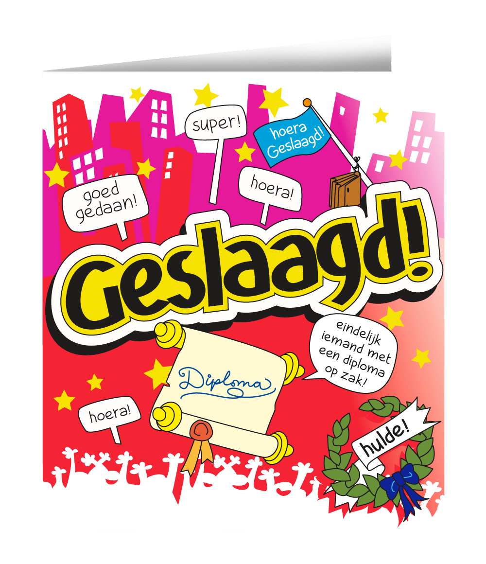 Wenskaart Geslaagd 16,5cm