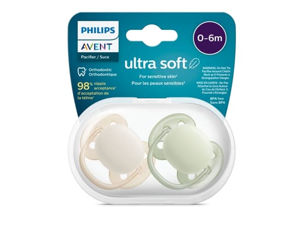 Philips AVENT ultra soft SCF091/05 smokk, Ultramyk, Ortodontisk, Silikon, Gutt/Jente, Tåler oppvaskmaskin