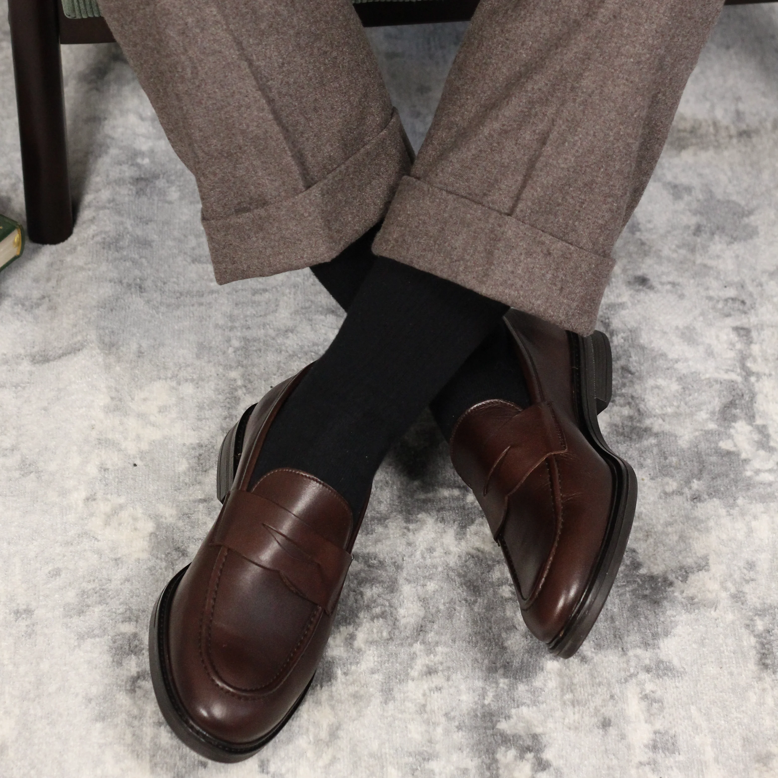 Mayo-Mocassin en cuir marron
