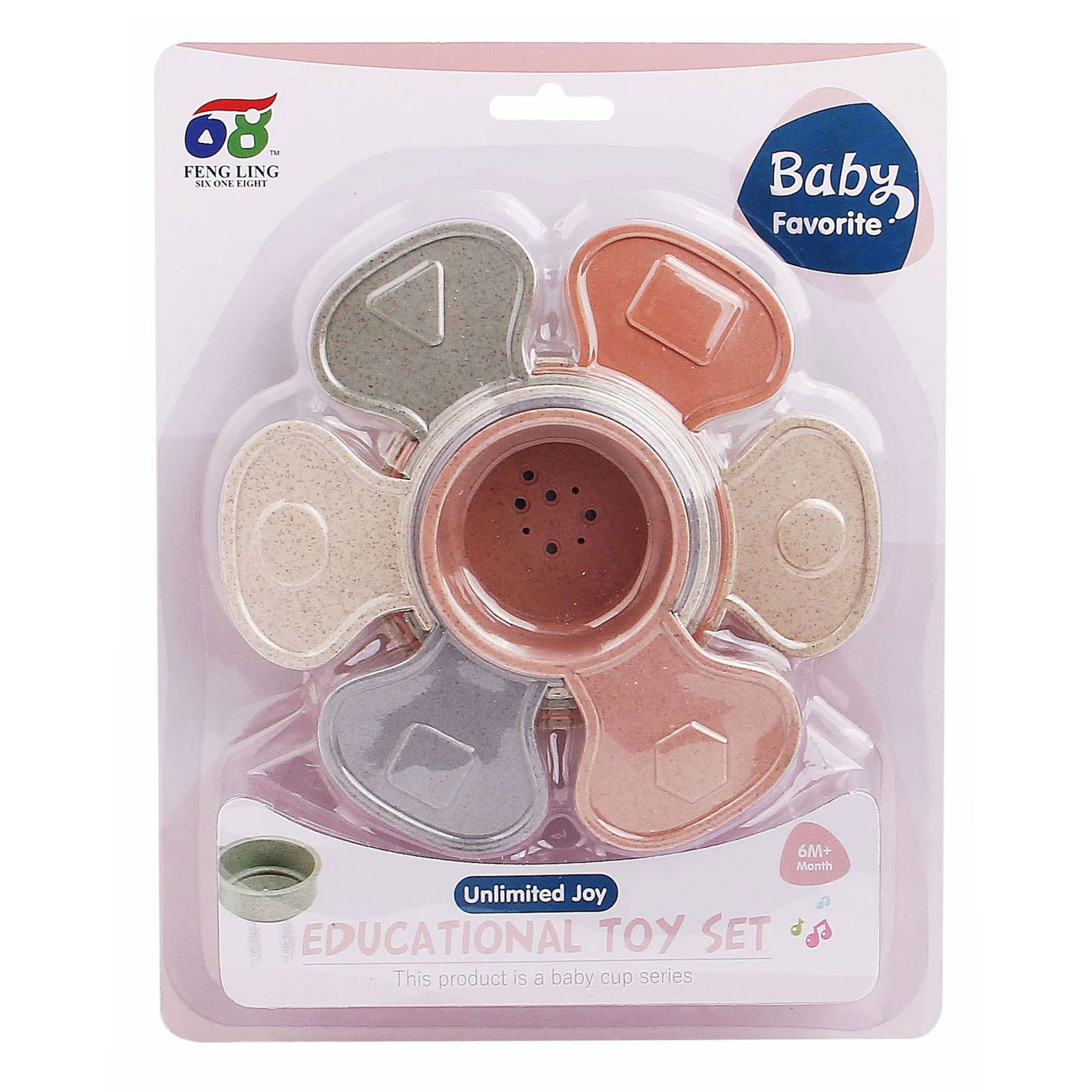 Stapelbekers met Handvat Pastel, 6dlg.