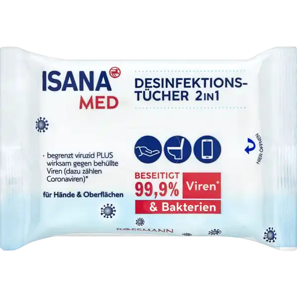 2in1 Desinfektionstücher antibakteriell Reisegröße