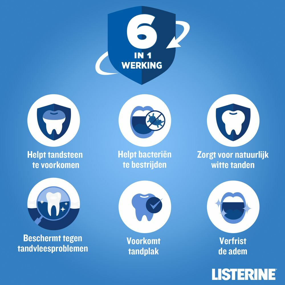 3x Listerine Total Care Bescherming Tegen Tandsteen500 ml