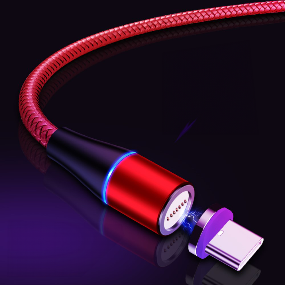 (1m) 5A 2in1 Magnetisches USB A Ladekabel USB C / Lightning LED Leuchtendes Datenkabel - Blau