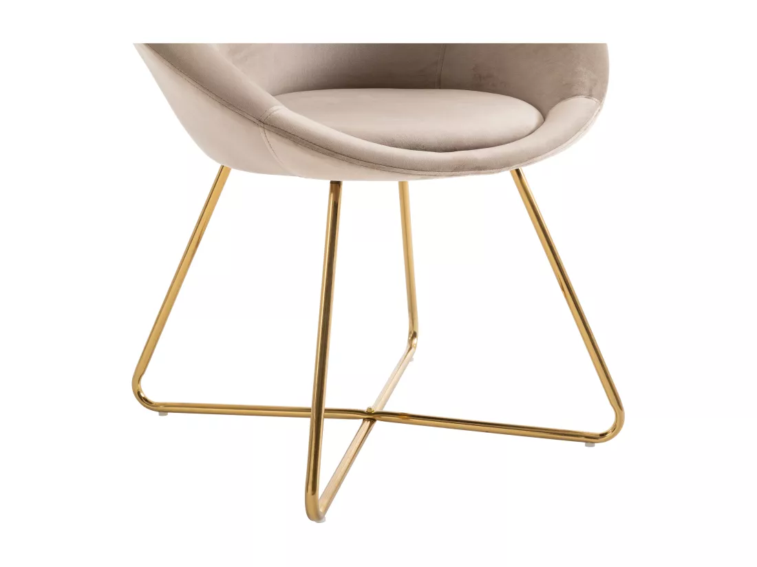 Chaise en velours et métal doré - Beige - BURBAN