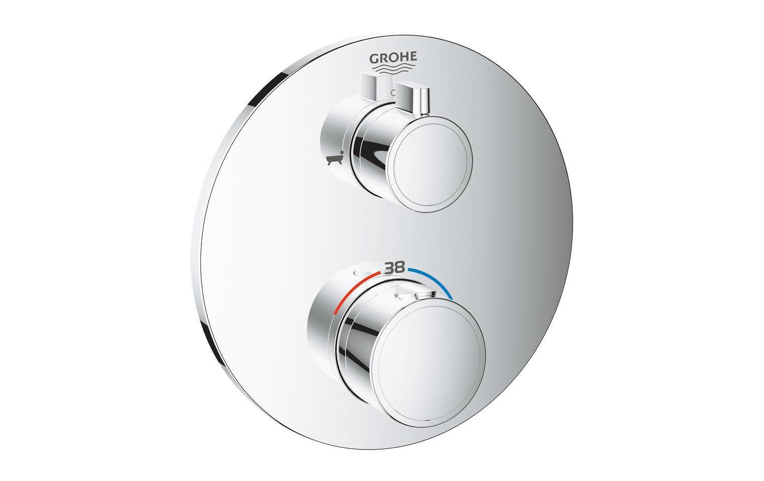 Badewannenarmatur Grohtherm 43 mm, Chrom<br>GROHE Grohtherm Thermostat-Wannenbatterie