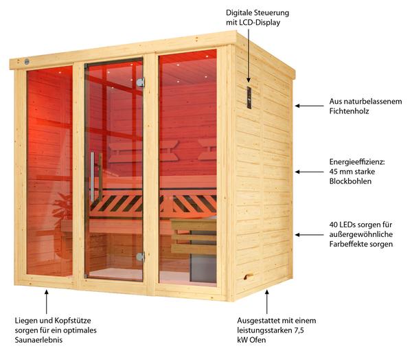 Weka Sauna Kemi Panorama mit Glastür, inkl.