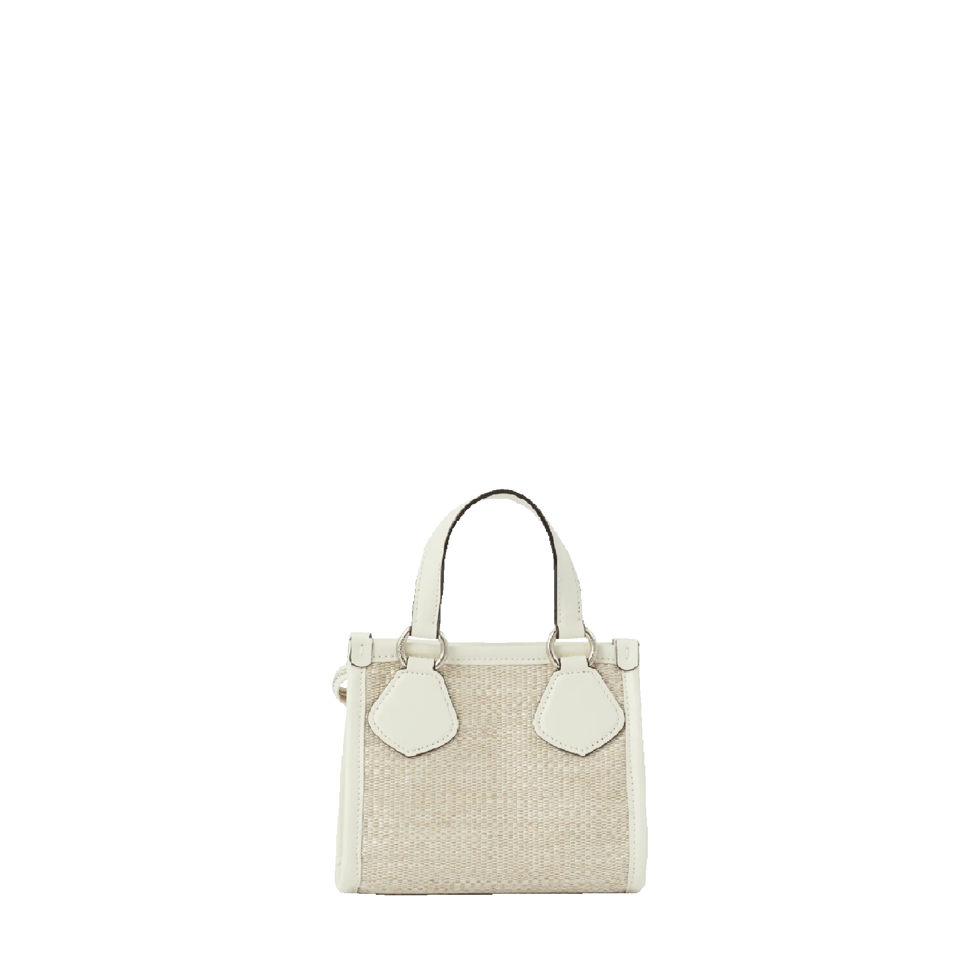 Mini cabas zippé Summer tote-Naturel/Blanc