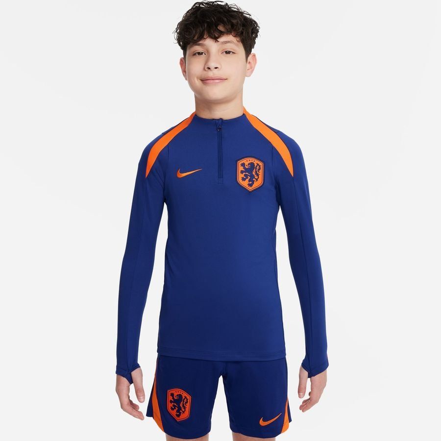 Pays-Bas Maillot d'Entraînement Dri-FIT Strike Drill - Bleu Marine/Orange Enfant