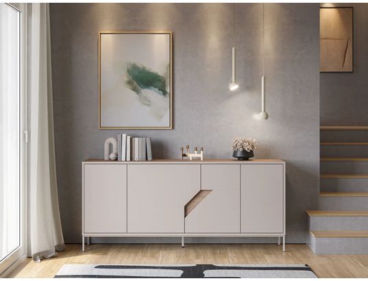 CONCEPT1 - Bahut Lilou 4P chene creme 180 x 40 x h80cm