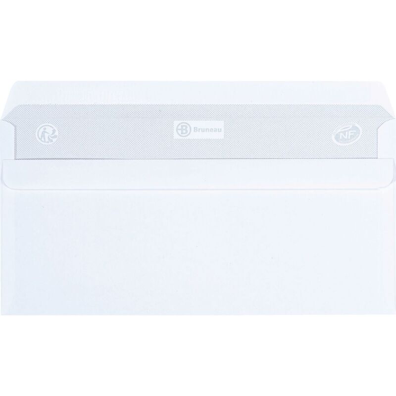 Enveloppe Bruneau 80 g/m² blanche avec patte autocollante - Boîte de 500