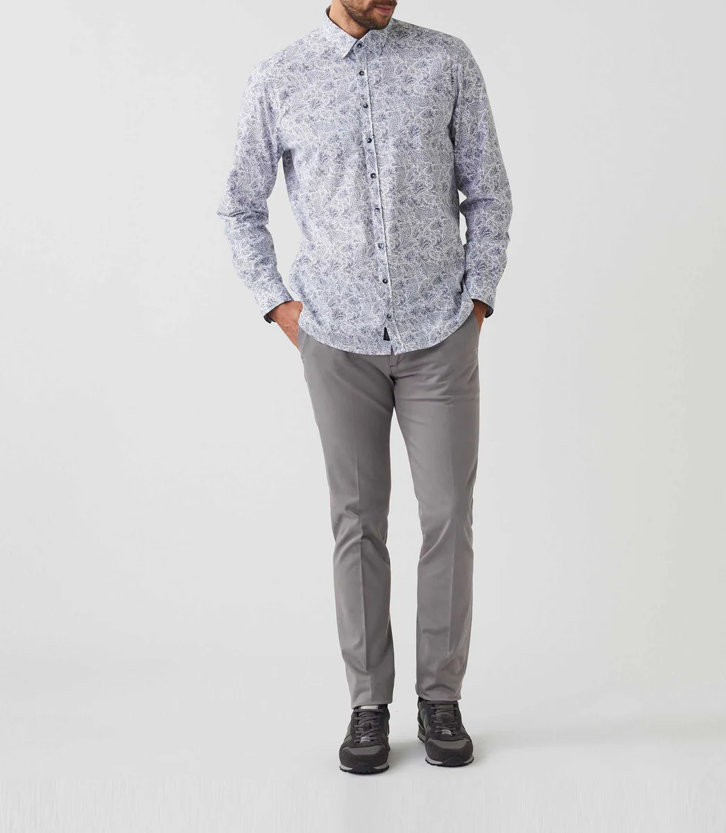Chemise casual imprimé blanc-marine 