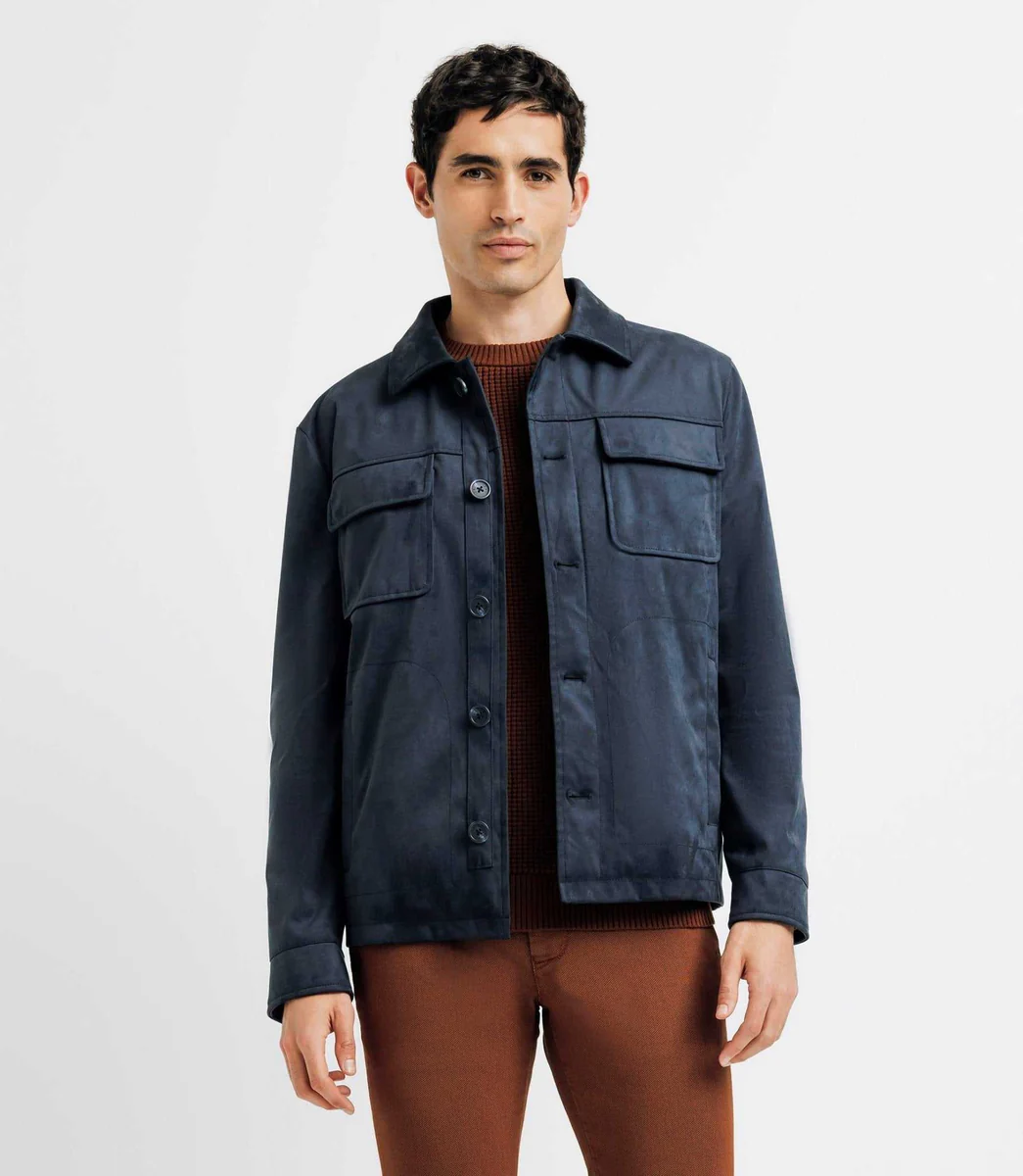 Blouson en suédine marine