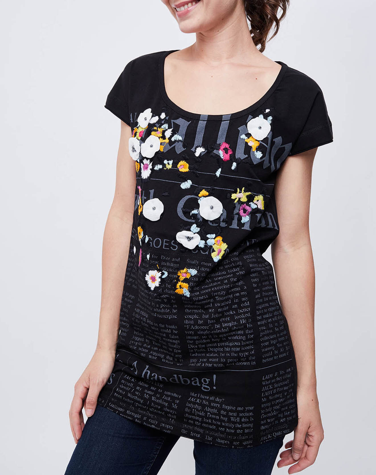 John Galliano T-Shirt imprimé Gazette noir